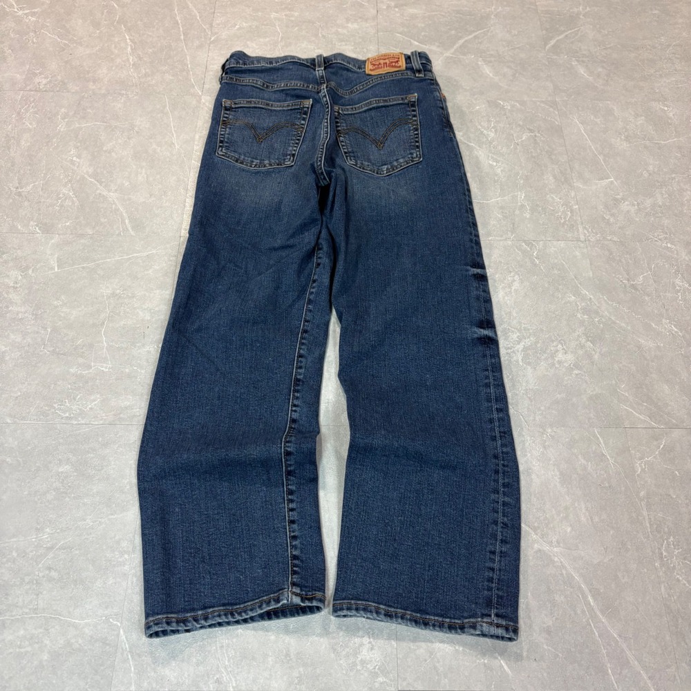 Levis Ribcage Straight Ankle Jeans Dark Wash Blue Denim Button Fly 28